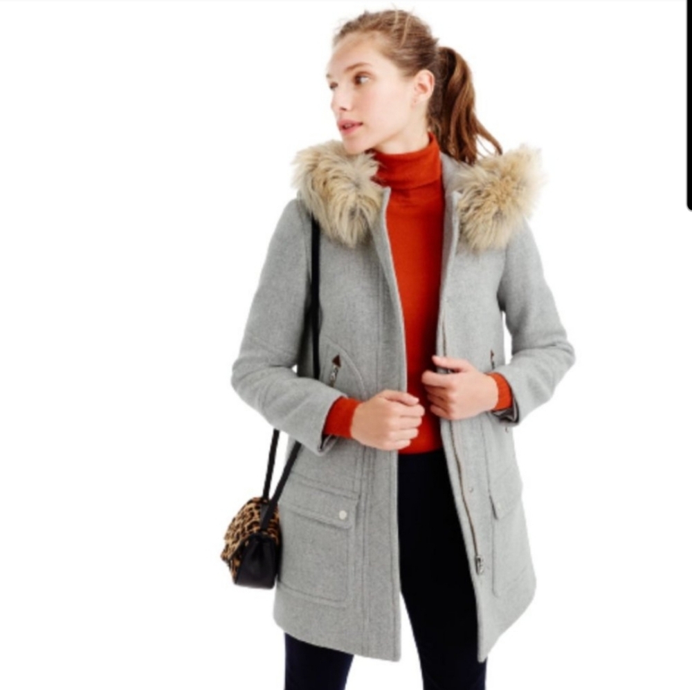 J. Crew Chateau Grey Parka in Stadium Cloth by Nello Gori